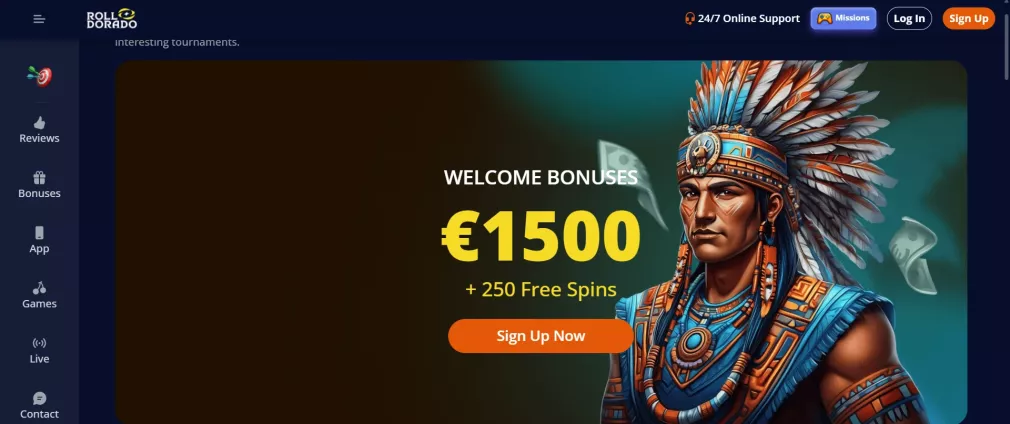 Rolldorado Casino Willkommensbonus 1500 Euro und 250 Freispiele