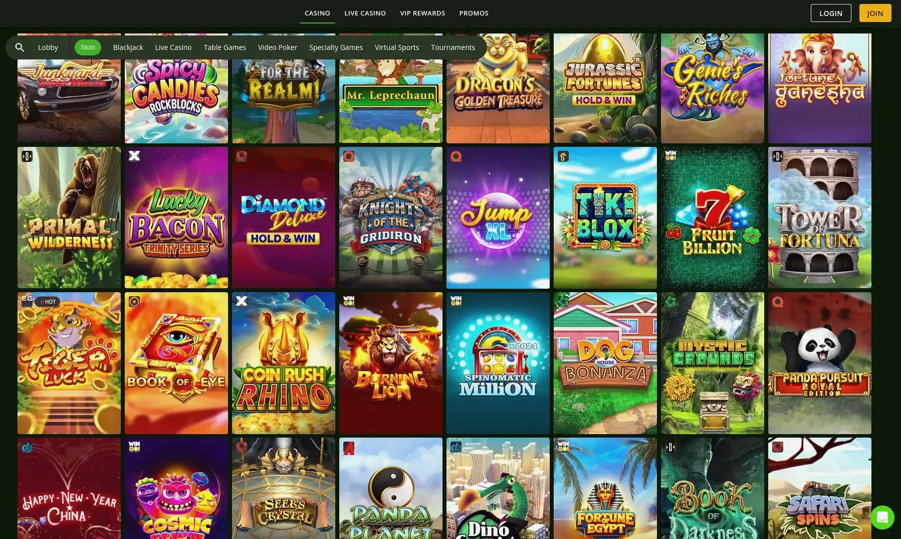 Rolldorado App Startbildschirm mit Slots und Bonusanzeige